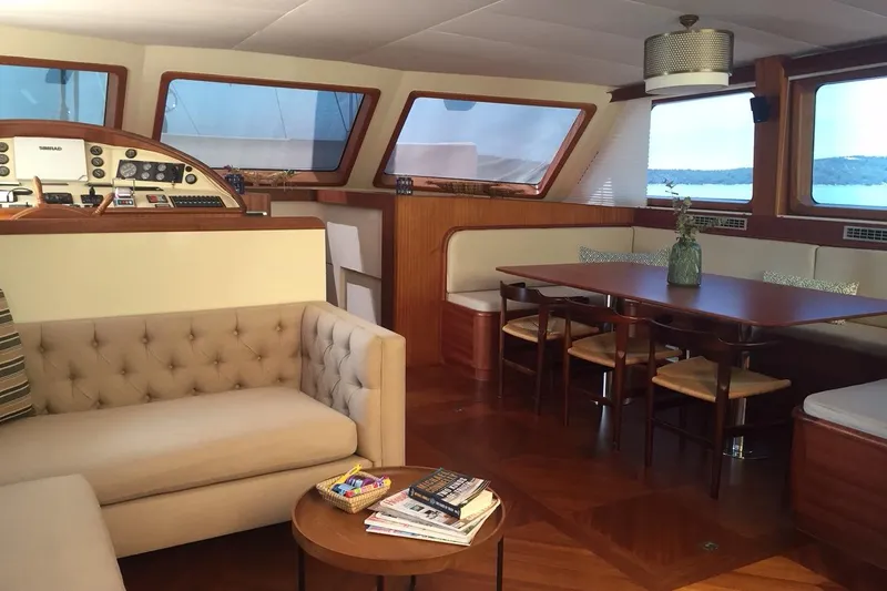 Papa Joe Yacht Photos Pics Luxurious 2007 Mastori Gulet interior with elegant seating and dining area.