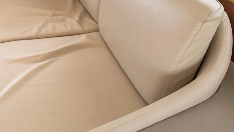  Yacht Photos Pics Cream leather seating on a 2019 Princess F45 yacht.
