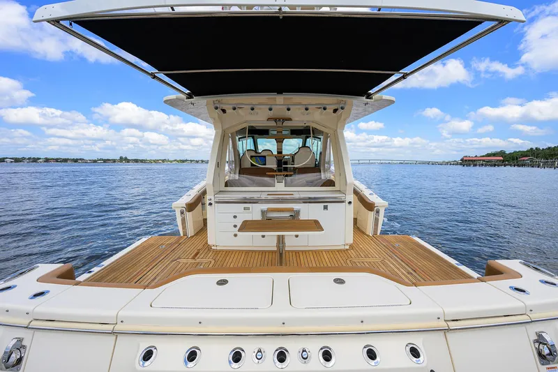 53 Scout Yacht Photos Pics 2021 Scout 530 LXF luxury yacht with spacious deck and scenic water view.