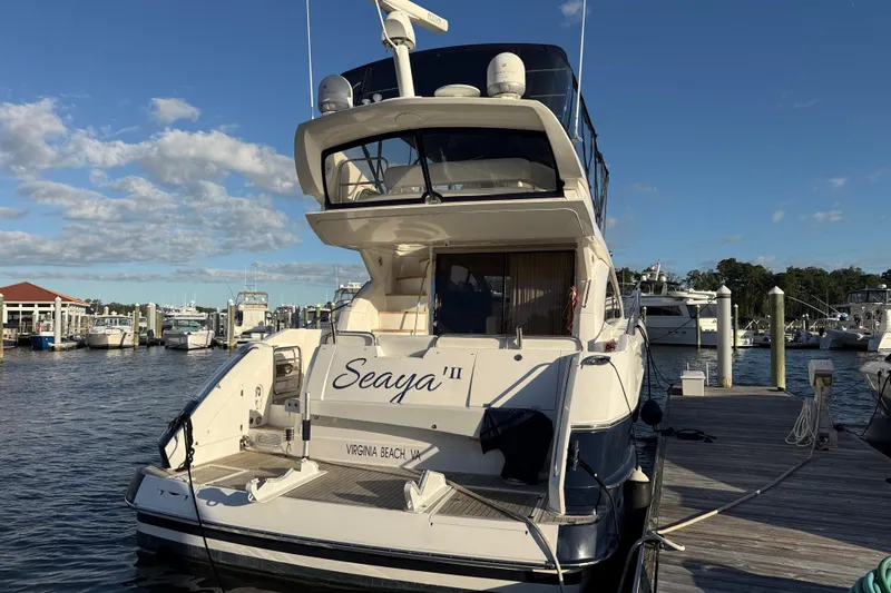 Seaya II Yacht Photos Pics 2008 Sunseeker Manhattan 50 yacht docked at marina, Virginia Beach.