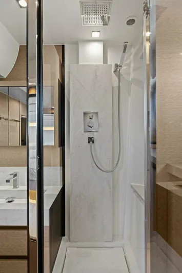 Radiant Yacht Photos Pics Luxurious bathroom shower in 2019 Prestige 630 Flybridge yacht.