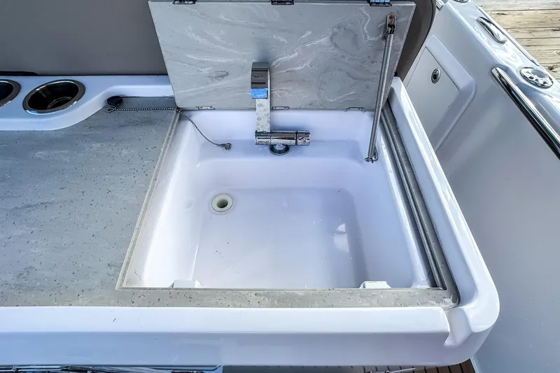  Yacht Photos Pics Modern sink on a 2025 STERK 31 boat.