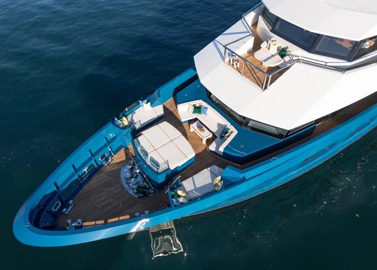 King Benji Yacht Photos Pics Luxurious 2024 Dunya Yachts model, featuring elegant deck design and modern amenities on the water.