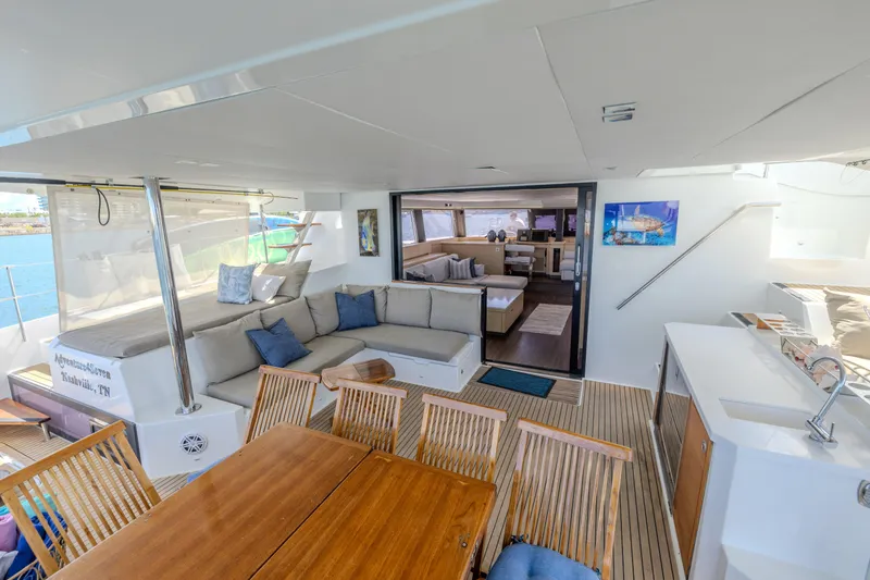  Yacht Photos Pics Luxurious 2017 Fountaine Pajot Ipanema 58 catamaran interior with spacious seating and dining area.