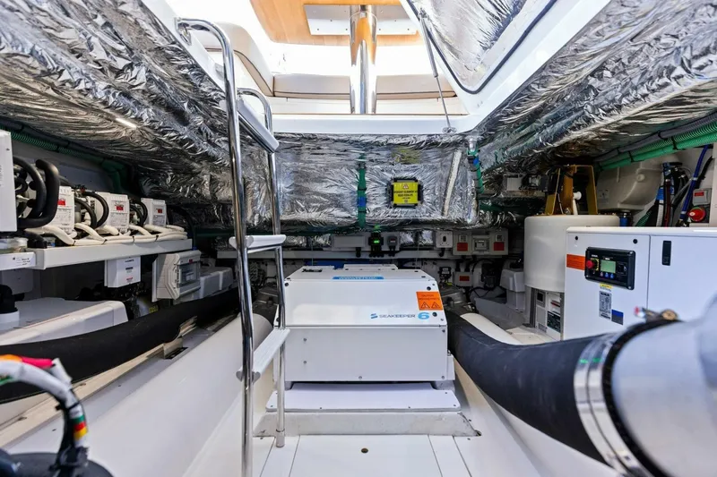 Twin Magic Yacht Photos Pics Engine room of 2025 Princess F50 yacht, featuring advanced equipment and insulation.