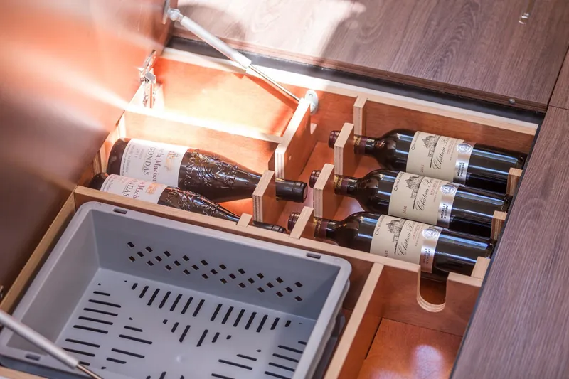 Arcturus Yacht Photos Pics Wine Storage in Salon Floor