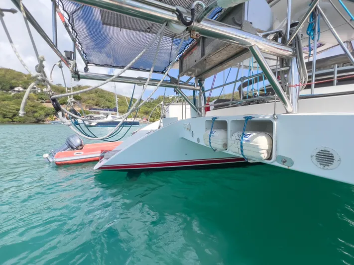 Stella Maris Yacht Photos Pics Fountaine Pajot Eleuthera 60 catamaran, 2008 model, docked in turquoise waters.