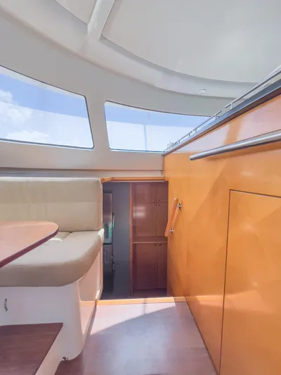 Stella Maris Yacht Photos Pics Interior of 2008 Fountaine Pajot Eleuthera 60 catamaran with modern seating and large windows.