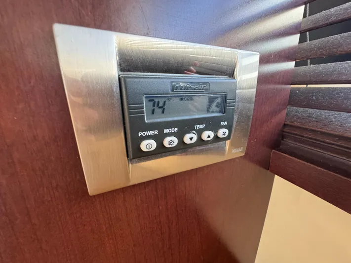  Yacht Photos Pics Thermostat control panel on 2007 Sea Ray 360 Sedan yacht, displaying 74&deg;F temperature setting.