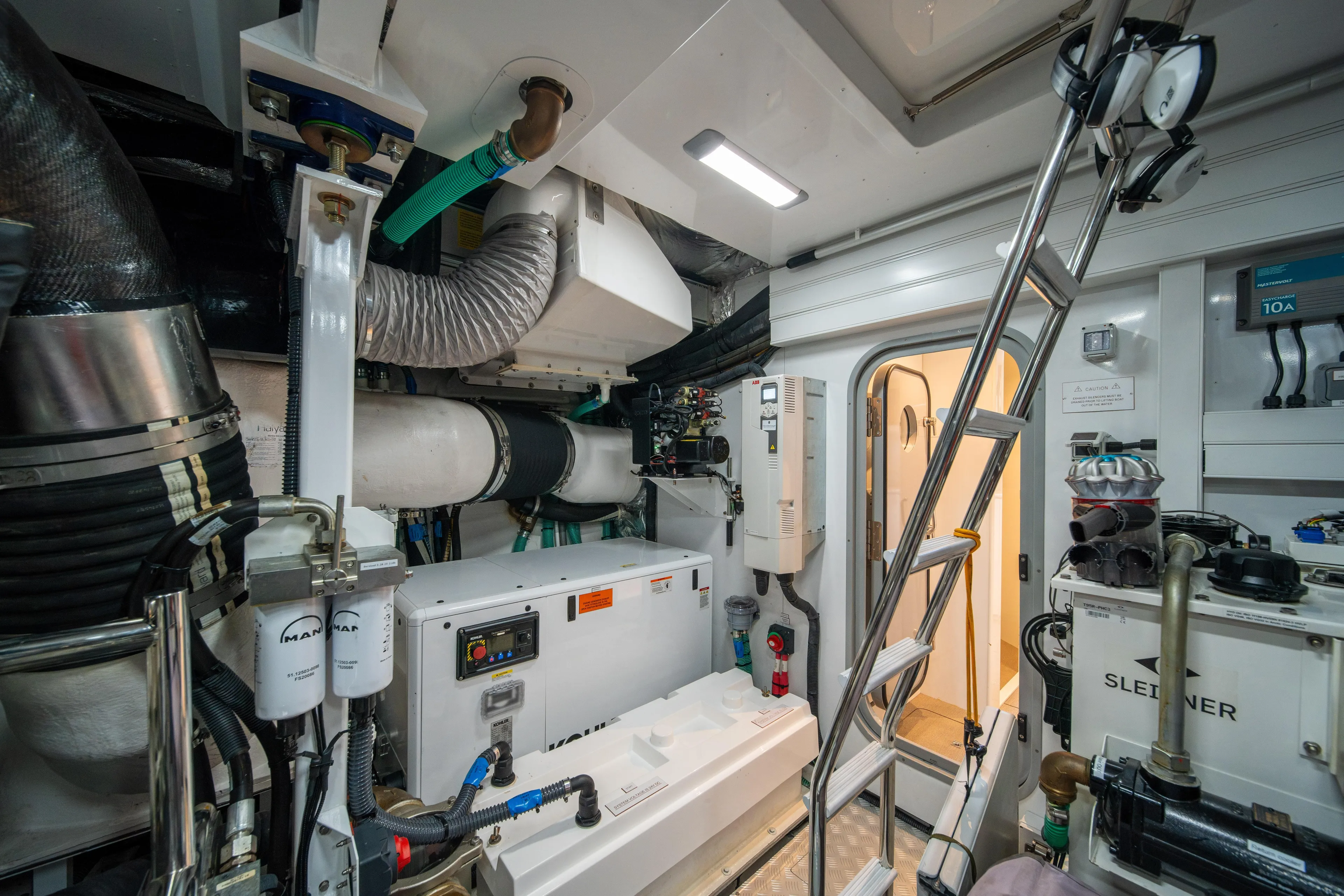 Maravi Yacht Photos Pics Engine room of 2025 Princess X80 yacht, featuring advanced machinery and equipment.