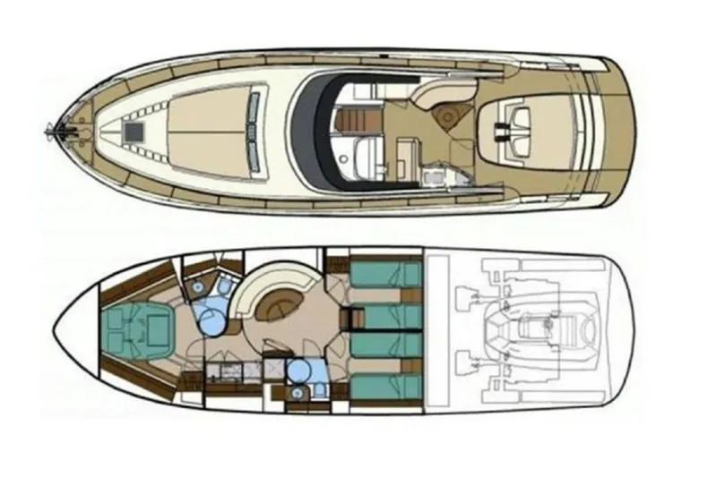 Infinity Yacht Photos Pics 2008 Riva 52 LE yacht floor plan, showcasing detailed interior and exterior layout.