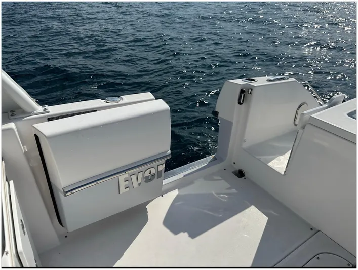  Yacht Photos Pics 2019 Everglades 340 DC boat deck with ocean view.