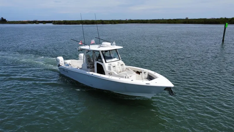 Mermaiden Yacht Photos Pics 2020 Solace 345 boat cruising on calm water.