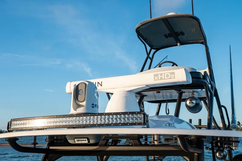  Yacht Photos Pics 2023 Yellowfin 42 Offshore boat with advanced radar and navigation equipment.