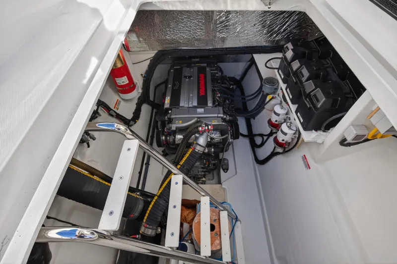  Yacht Photos Pics Engine room of 2024 Leopard 46 Powercat with visible machinery and equipment.