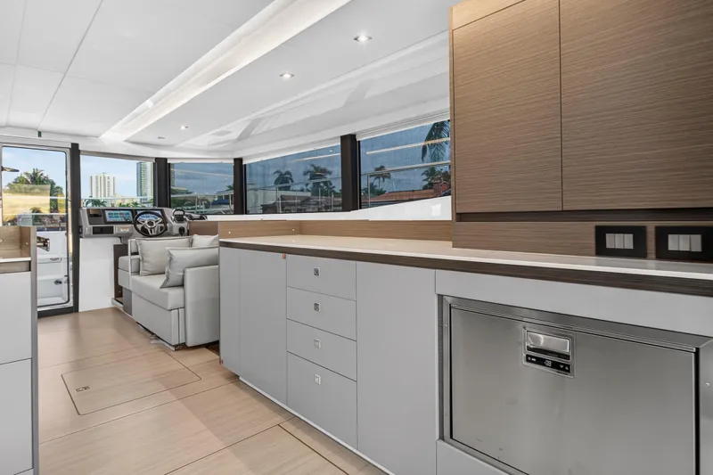  Yacht Photos Pics Luxurious interior of 2024 Leopard 46 Powercat yacht with modern design and sleek finishes.