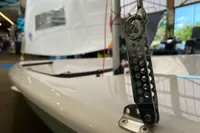 2023 Beneteau First 14 sailboat detail, showcasing sleek design and rigging components.