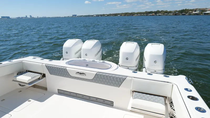 Engine Warranty Yacht Photos Pics 2020 Invincible 37 Catamaran with four engines on open water.
