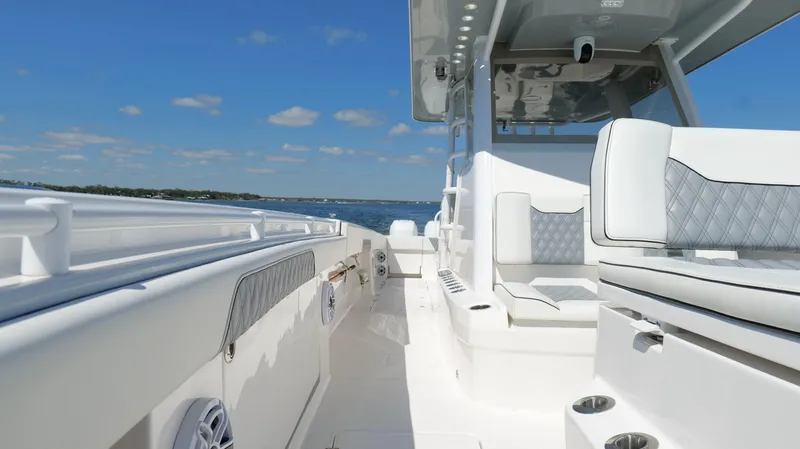 Engine Warranty Yacht Photos Pics 2020 Invincible 37 Catamaran, sleek design, spacious deck, luxury seating, ocean view.
