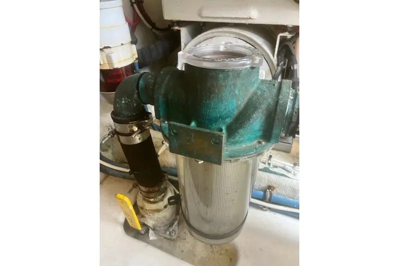 Miss Jennie Yacht Photos Pics Engine room component of a 2008 H&H Marine 38 boat, featuring a filter system.