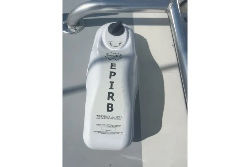 Miss Jennie Yacht Photos Pics EPIRB device on H&H Marine 38, 2008 model, for emergency use.