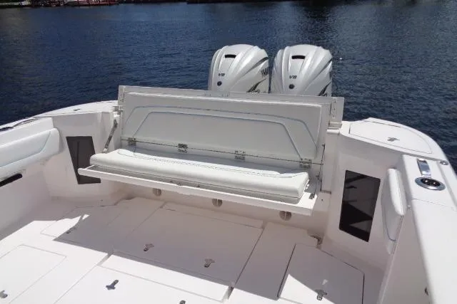  Yacht Photos Pics 2020 Intrepid 345 Nomad FE boat with dual engines and foldable seating.