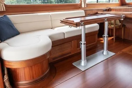 Grace Yacht Photos Pics 2007 Vicem 54 Classic Flybridge interior with elegant wood finish and cream seating.