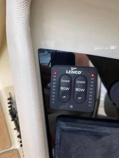  Yacht Photos Pics Lenco trim tab controls on 2021 Chris-Craft 28 Launch GT boat dashboard.