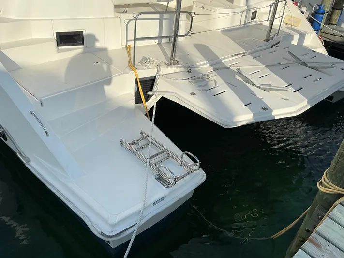 The Dance Yacht Photos Pics 2019 Leopard 51 Powercat yacht stern with swim platform and ladder.