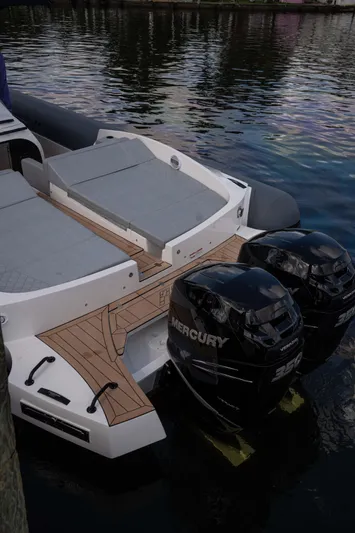  Yacht Photos Pics 2025 Panamera Yacht PY 100 with twin Mercury outboard engines.