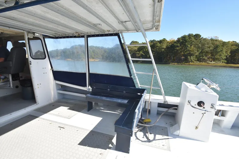 Ocean Explorer Yacht Photos Pics Custom 45 Doucette boat interior with seating, helm, and scenic water view, 2006 model.