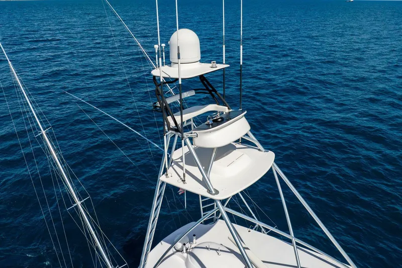 The Provider Yacht Photos Pics Viking 76 Convertible 2015 yacht tower against a clear blue ocean backdrop.