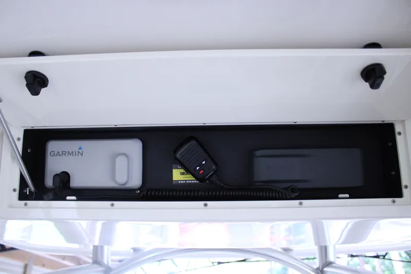  Yacht Photos Pics 2017 Jupiter 30 HFS boat console with Garmin equipment and communication device.