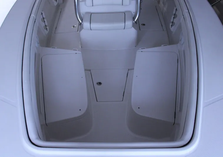  Yacht Photos Pics 2017 Jupiter 30 HFS boat interior with seating and storage compartments.