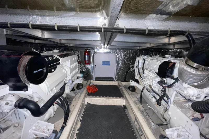  Yacht Photos Pics Engine room of 2002 Navigator Classic 53 yacht with Volvo Penta engines.