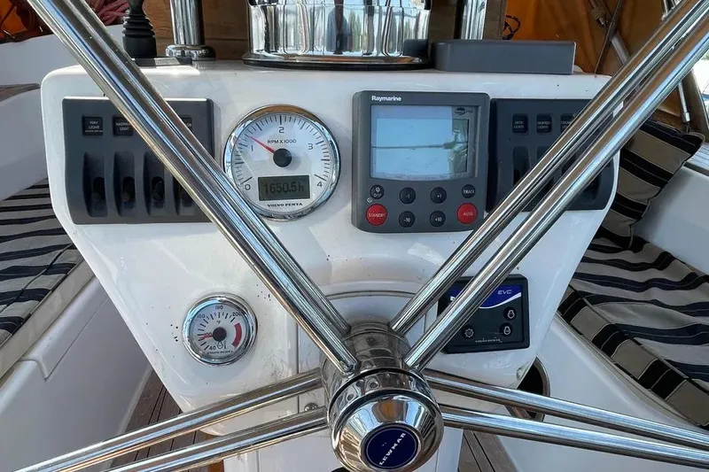 Mistral X Yacht Photos Pics Tartan 4300 yacht helm with navigation instruments and controls, 2009 model.