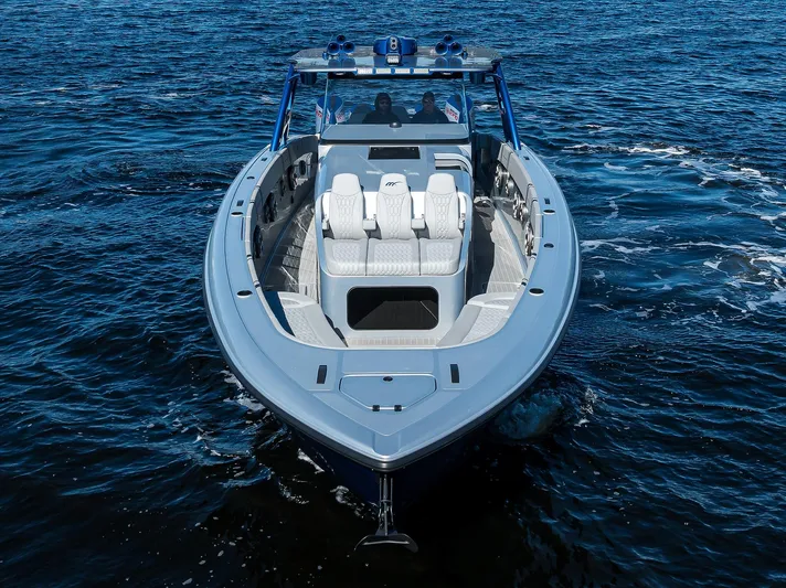 Palladium Yacht Photos Pics Midnight Express 43 PALLADIUM - Aerial Bow Profile