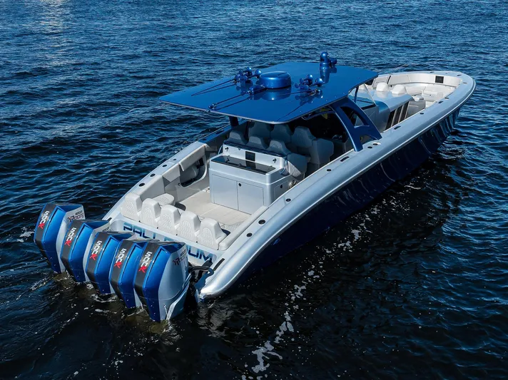 Palladium Yacht Photos Pics Midnight Express 43 PALLADIUM - Starboard Aft Aerial Profile