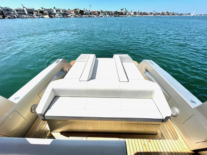  Yacht Photos Pics Luxury seating area on a 2017 Maori 50 yacht with ocean view.
