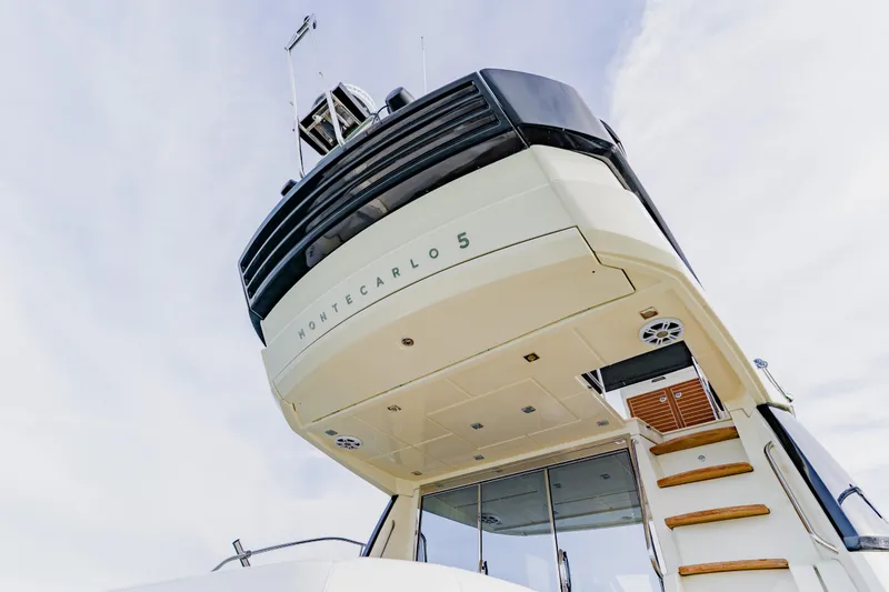 Nauti Obsession Yacht Photos Pics Luxury Monte Carlo MC5 yacht, 2015 model, showcasing sleek design and modern features.