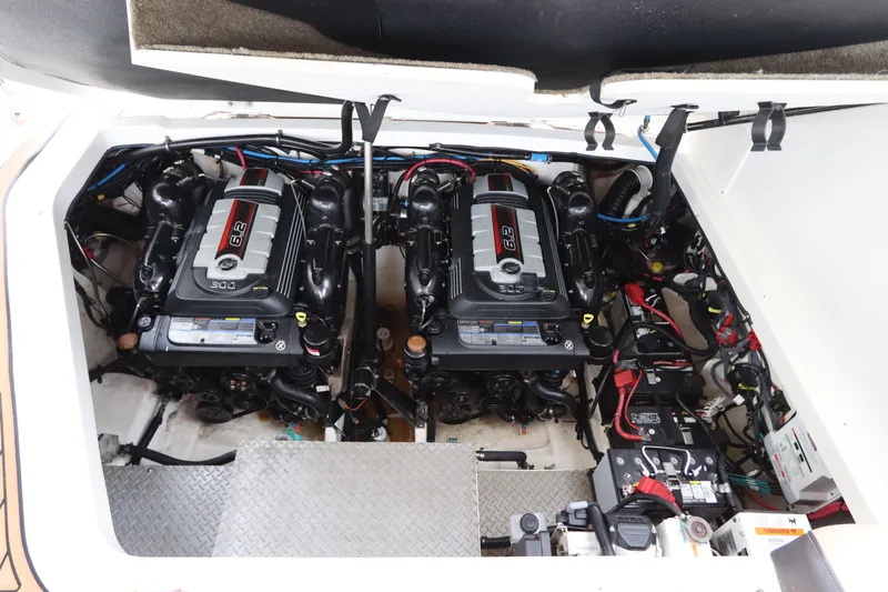  Yacht Photos Pics 2019 Sea Ray Sundancer 320 engine compartment with twin engines.