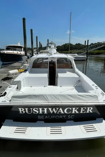 Bushwacker Yacht Photos Pics 1972 Bertram 31 Sedan Hardtop Cruiser docked in Beaufort, SC.