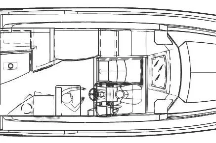 Custom Order Your 33 Ht Today! Yacht Photos Pics Top view schematic of 2026 Cobrey 33 HT yacht interior layout.