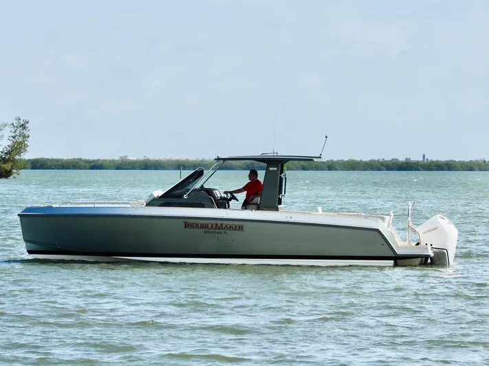 Trouble Maker Yacht Photos Pics 2022 Schaefer V33 boat cruising on calm waters.