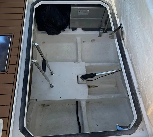 Trouble Maker Yacht Photos Pics Open storage compartment in 2022 Schaefer V33 boat.