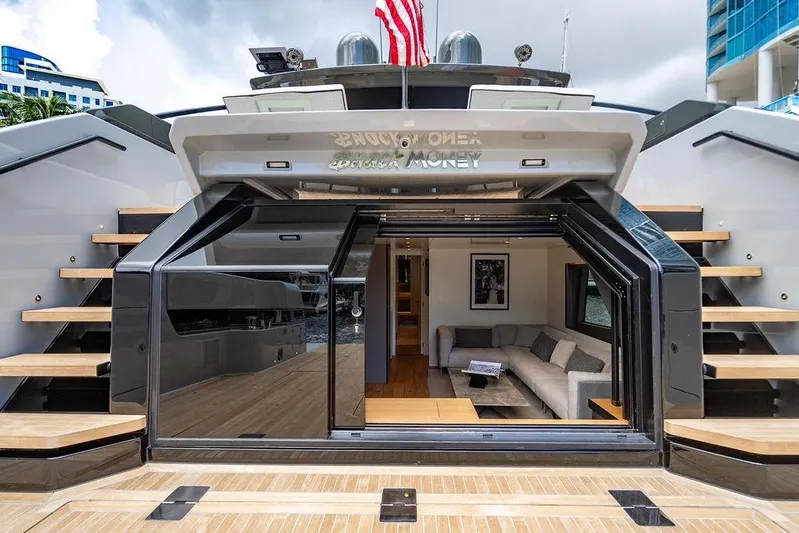 Snack Money Yacht Photos Pics 2023 Bluegame BG 72 yacht with luxurious interior and modern design.