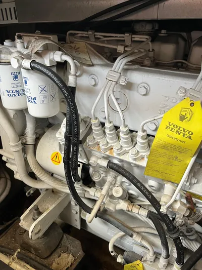 One In A Million Yacht Photos Pics Engine components of a 2005 Carver 444 with Volvo Penta parts and labels.