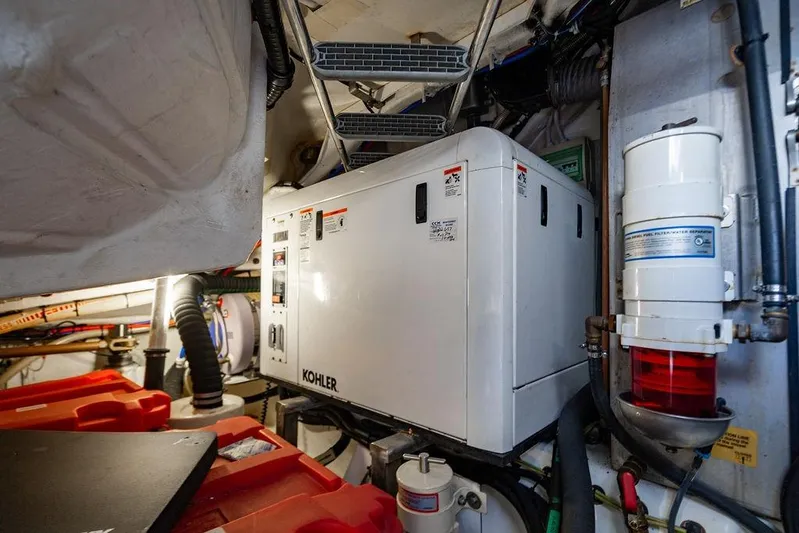 Endurance Yacht Photos Pics Engine room of 2016 Azimut Atlantis 50 yacht with Kohler generator.