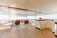 Luxurious Benetti Custom Built 2016 yacht deck with elegant seating and ocean view.