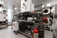Engine room of 2016 Benetti Custom Built yacht, featuring advanced machinery and equipment.